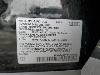 2024 Audi Q5 S line Premium with VIN WA1GAAFY8R2017168, listed as a Copart auction lot 44257095 with 16,147 mi miles and Salvage Title. Bid and sale history available at carsss.com. Image 13.
