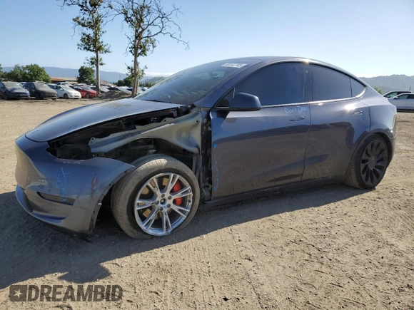 2022 Tesla Model Y Performance with VIN 7SAYGDEFXNF521502, listed as a Copart auction lot 56132745 with 73,339 mi miles and Salvage title. Bid and sale history available at DreamBid. Image 1.