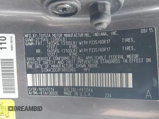 2015 Toyota Sienna LE AAS with VIN 5TDKK3DC8FS655960, listed as a IAAI auction lot 42031334 with 132,102 mi miles. Bid and sale history available at carsss.com. Image 9.
