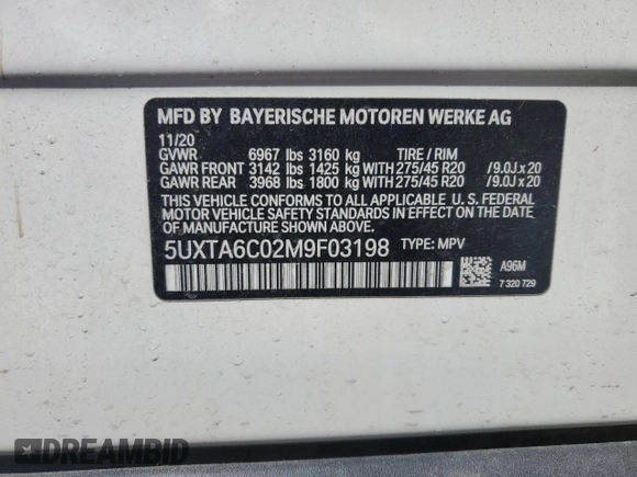 2021 BMW X5 xDrive45e with VIN 5UXTA6C02M9F03198, listed as a Copart auction lot 51805015 with 42,350 mi miles and Salvage Title. Bid and sale history available at DreamBid. Image 14.