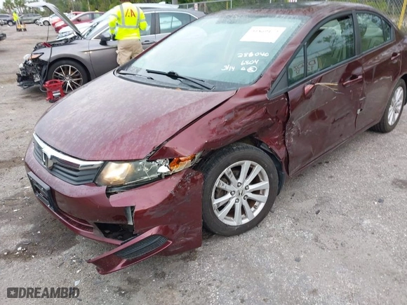 2012 Honda Civic Sdn EX-L with VIN 19XFB2F93CE066804, listed as a IAAI auction lot 41869172 with 59,700 mi miles. Bid and sale history available at carsss.com. Image 6.