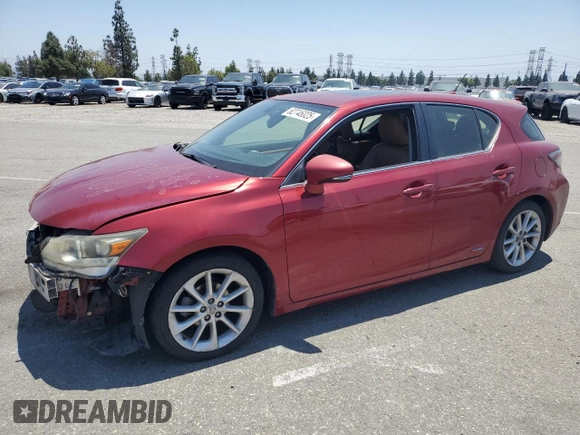 2012 Lexus CT 200h with VIN JTHKD5BH9C2095291, listed as a Copart auction lot 62746025 with 237,020 mi miles and Salvage title. Bid and sale history available at DreamBid. Image 1.