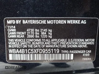 2015 BMW 4 Series 435i with VIN WBA4B1C5XFD955119, listed as a IAAI auction lot 41349918 with 181,937 mi miles and . Bid and sale history available at carsss.com. Image 9.