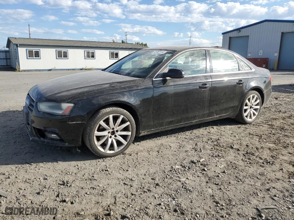 2013 Audi A4 Premium Plus with VIN WAUHFAFL0DN047396, listed as a Copart auction lot 72752114 with 160,534 mi miles and Salvage Title. Bid and sale history available at carsss.com. Image 1.
