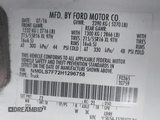 2017 Ford Transit Connect XLT z VIN NM0LS7F72H1296758, wystawiony jako IAAI lot #42107657 z przebiegiem 191 649 mil mil oraz . Historia ofert i sprzedaży dostępna na DreamBid. Obrazek 9.