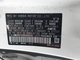 2017 Honda Accord Hybrid with VIN JHMCR6F36HC008930, listed as a IAAI auction lot 41601414 with 159,359 mi miles. Bid and sale history available at carsss.com. Image 9.