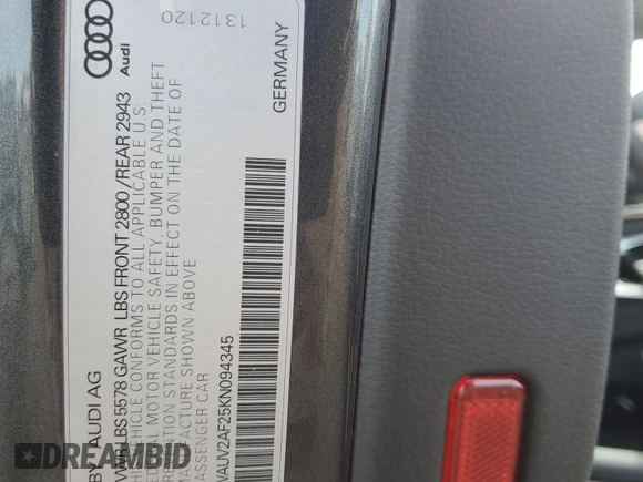 2019 Audi A7 Prestige with VIN WAUV2AF25KN094345, listed as a Copart auction lot 52925224 with 0 mi miles. Bid and sale history available at carsss.com. Image 14.