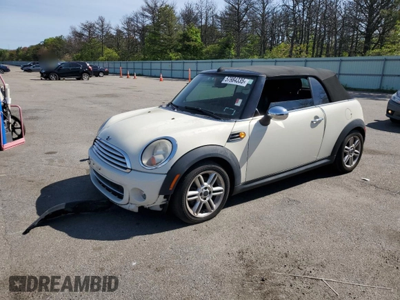 2011 MINI Convertible z VIN WMWZN3C55BT133563, wystawiony jako Copart lot #57984335 z przebiegiem 78 972 mil mil oraz Czysty tytuł • Clean title. Historia ofert i sprzedaży dostępna na DreamBid. Obrazek 1.