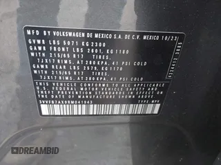 2024 Volkswagen Tiguan S with VIN 3VVFB7AX9RM041943, listed as a IAAI auction lot 42302830 with 29,844 mi miles and . Bid and sale history available at DreamBid. Image 9.