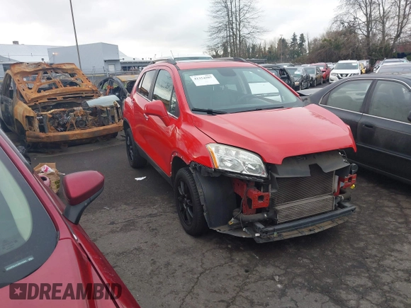 2015 Chevrolet Trax LTZ with VIN 3GNCJTSB4FL238317, listed as a IAAI auction lot 41354507 with 123,954 mi miles. Bid and sale history available at carsss.com. Image 1.