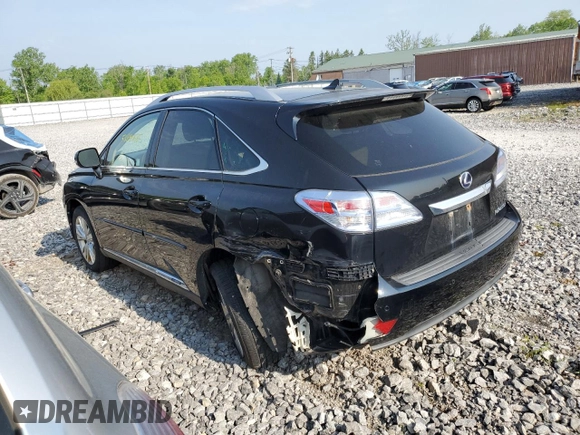 2012 Lexus RX 450h with VIN JTJBC1BAXC2432788, listed as a Copart auction lot 58899685 with Not provided miles and Salvage title. Bid and sale history available at DreamBid. Image 2.