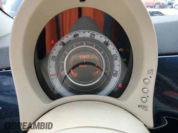 2013 FIAT 500 Lounge with VIN 3C3CFFCR2DT572208, listed as a Copart auction lot 52073205 with 83,822 mi miles and Salvage title. Bid and sale history available at DreamBid. Image 9.