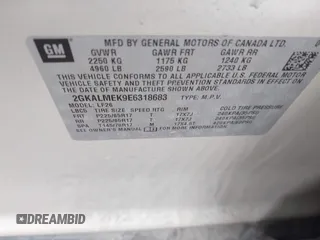 2014 GMC Terrain SLE with VIN 2GKALMEK9E6318683, listed as a IAAI auction lot 42059976 with 137,140 mi miles. Bid and sale history available at carsss.com. Image 9.