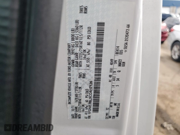 2012 Ford Econoline Cargo с VIN 1FDNE3BL5CDA17126, выставлен на аукционе Copart как лот 58214755 с пробегом 183 892 миль миль и Чистый • Clean title. История ставок и продаж доступна на DreamBid. Изображение 13.
