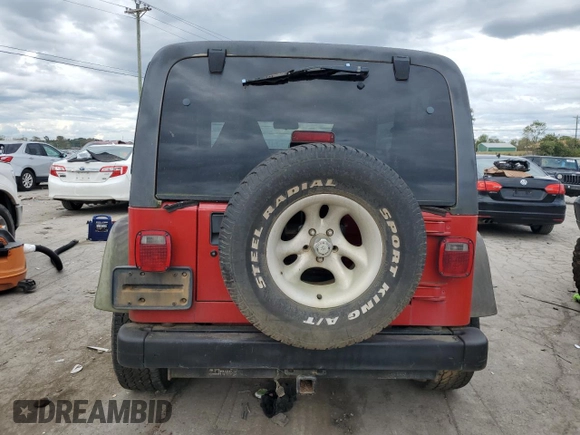 1997 Jeep Wrangler Sport with VIN 1J4FY19S1VP548675, listed as a Copart auction lot 66413504 with 0 mi miles and Salvage Title. Bid and sale history available at carsss.com. Image 6.