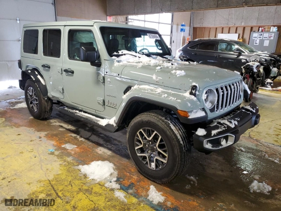2024 Jeep Wrangler Sahara with VIN 1C4PJXEG3RW329991, listed as a Copart auction lot 87394494 with 3,684 mi miles and Salvage Title. Bid and sale history available at carsss.com. Image 4.