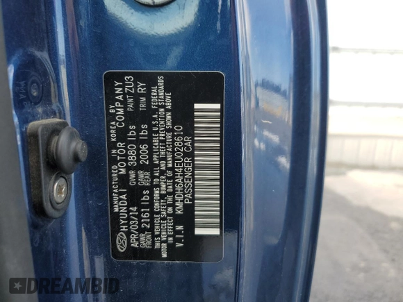 2014 Hyundai Elantra z VIN KMHDH6AH4EU028610, wystawiony jako Copart lot #50324635 z przebiegiem 92 080 mil mil oraz Szkody całkowita. Historia ofert i sprzedaży dostępna na DreamBid. Obrazek 13.