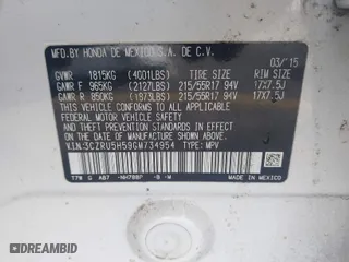 2016 Honda HR-V EX with VIN 3CZRU5H59GM734954, listed as a IAAI auction lot 41913356 with 111,111 mi miles. Bid and sale history available at carsss.com. Image 9.