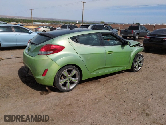 2012 Hyundai Veloster w/Black Int with VIN KMHTC6AD9CU048226, listed as a Copart auction lot 58824755 with 107,255 mi miles and Salvage title. Bid and sale history available at DreamBid. Image 3.