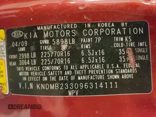 2009 Kia Sedona LX with VIN KNDMB233096314111, listed as a Copart auction lot 75015294 with 119,756 mi miles and Salvage Title. Bid and sale history available at carsss.com. Image 15.
