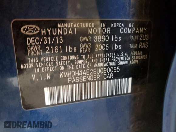 2014 Hyundai Elantra SE z VIN KMHDH4AE2EU090095, wystawiony jako Copart lot #61102225 z przebiegiem 130 421 mil mil oraz Szkoda całkowita • Salvage title. Historia ofert i sprzedaży dostępna na DreamBid. Obrazek 12.