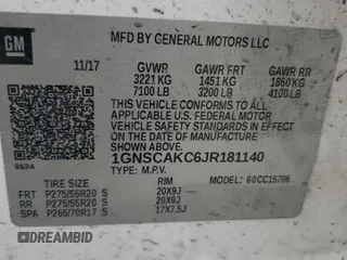 2018 Chevrolet Tahoe LS с VIN 1GNSCAKC6JR181140, выставлен на аукционе Copart как лот 57001275 с пробегом 220 267 миль миль и Списание • Salvage title. История ставок и продаж доступна на DreamBid. Изображение 13.