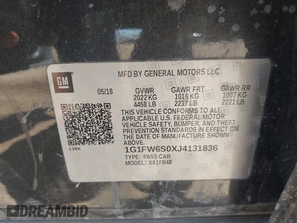 2018 Chevrolet Bolt EV LT с VIN 1G1FW6S0XJ4131836, выставлен на аукционе IAAI как лот 42478414 с пробегом 42 301 миль миль и . История ставок и продаж доступна на DreamBid. Изображение 9.
