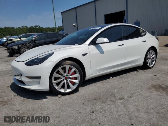2021 Tesla Model 3 Long Range z VIN 5YJ3E1EB7MF093184, wystawiony jako Copart lot #58060385 z przebiegiem 51 678 mil mil oraz Nie do naprawy • Non repairable. Historia ofert i sprzedaży dostępna na DreamBid. Obrazek 1.