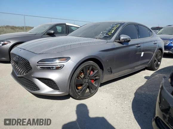 2023 Genesis G70 3.3T with VIN KMTG54TE6PU128438, listed as a Copart auction lot 74662524 with 0 mi miles and Non Repairable. Bid and sale history available at carsss.com. Image 1.