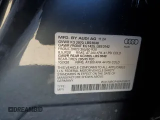 2025 Audi Q6 e-tron Premium Plus z VIN WA124BGF4SA016972, wystawiony jako Copart lot #47431915 z przebiegiem Nie podano mil oraz Nie do naprawy. Historia ofert i sprzedaży dostępna na DreamBid. Obrazek 14.