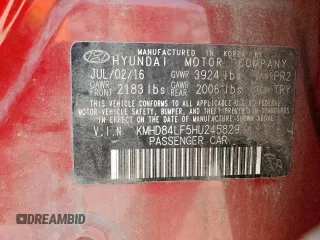 2017 Hyundai Elantra Value Edition z VIN KMHD84LF5HU245829, wystawiony jako Copart lot #57168365 z przebiegiem 121 617 mil mil oraz Szkoda całkowita • Salvage title. Historia ofert i sprzedaży dostępna na DreamBid. Obrazek 12.