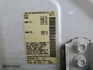 2013 Nissan Maxima 3.5 SV w/Sport Pkg with VIN 1N4AA5AP4DC843462, listed as a Copart auction lot 49609785 with 0 mi miles and Non Repairable. Bid and sale history available at carsss.com. Image 12.