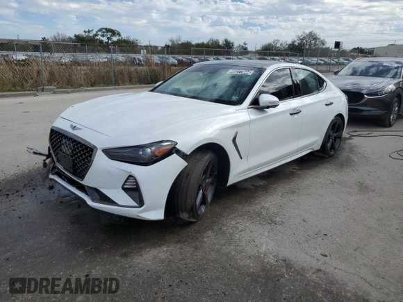 2021 Genesis G70 3.3T with VIN KMTG34LE5MU074535, listed as a Copart auction lot 40277844 with 56,032 mi miles and Non Repairable. Bid and sale history available at carsss.com. Image 1.