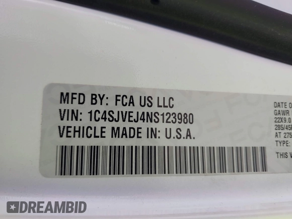 2022 Jeep Grand Wagoneer Series I with VIN 1C4SJVEJ4NS123980, listed as a IAAI auction lot 42232770 with 59,074 mi miles and . Bid and sale history available at DreamBid. Image 9.