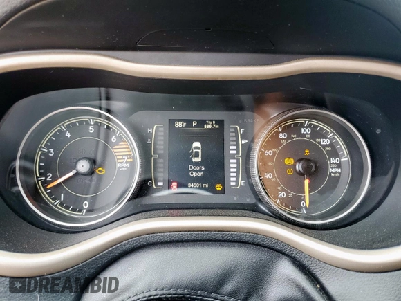 2017 Jeep Cherokee Latitude with VIN 1C4PJLCB5HW666869, listed as a Copart auction lot 57664235 with 34,501 mi miles and Salvage title. Bid and sale history available at DreamBid. Image 9.
