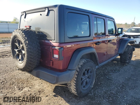 2021 Jeep Wrangler Unlimited Sport Altitude with VIN 1C4HJXDG4MW734322, listed as a Copart auction lot 41670625 with 45,963 mi miles and Salvage title. Bid and sale history available at DreamBid. Image 3.