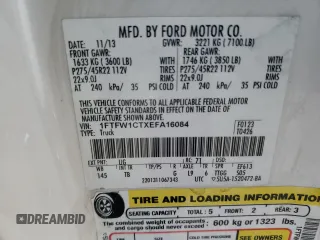 2014 Ford F-150 XL with VIN 1FTFW1CTXEFA16084, listed as a Copart auction lot 49493315 with 104,831 mi miles and Salvage Title. Bid and sale history available at carsss.com. Image 13.