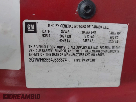 2004 Chevrolet Impala with VIN 2G1WF52E549358374, listed as a IAAI auction lot 41500552 with 208,865 mi miles. Bid and sale history available at carsss.com. Image 9.