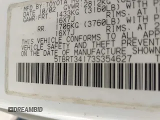 2003 Toyota Tundra SR5 with VIN 5TBRT34173S354627, listed as a IAAI auction lot 41457159 with 162,341 mi miles and . Bid and sale history available at DreamBid. Image 9.