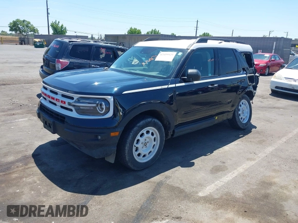2023 Ford Bronco Sport Heritage with VIN 3FMCR9G6XPRD41896, listed as a IAAI auction lot 42459929 with 22,952 mi miles and . Bid and sale history available at DreamBid. Image 2.
