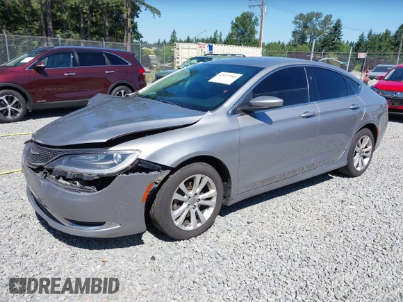 2015 Chrysler 200 Limited with VIN 1C3CCCAB1FN595950, listed as a IAAI auction lot 42627486 with 217,578 mi miles and . Bid and sale history available at DreamBid. Image 2.