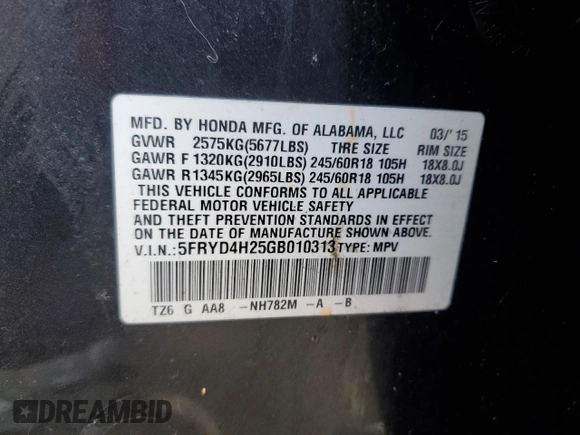 2016 Acura MDX with VIN 5FRYD4H25GB010313, listed as a Copart auction lot 46729375 with 145,118 mi miles and Salvage Title. Bid and sale history available at carsss.com. Image 15.