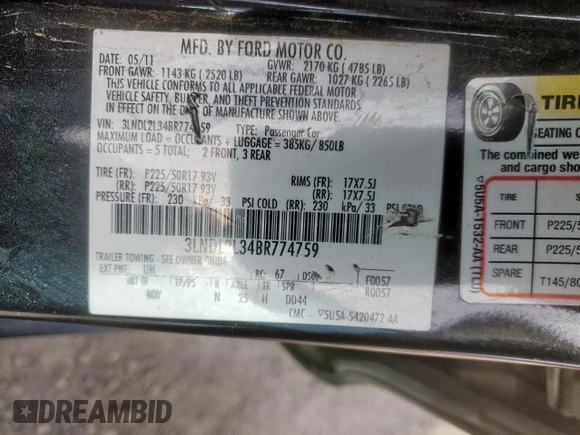 2011 Lincoln MKZ Hybrid z VIN 3LNDL2L34BR774759, wystawiony jako Copart lot #56934455 z przebiegiem 80 424 mil mil oraz Szkoda całkowita • Salvage title. Historia ofert i sprzedaży dostępna na DreamBid. Obrazek 12.