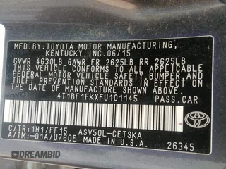 2015 Toyota Camry XLE z VIN 4T1BF1FKXFU101145, wystawiony jako IAAI lot #42400010 z przebiegiem 145 567 mil mil oraz . Historia ofert i sprzedaży dostępna na DreamBid. Obrazek 9.