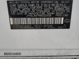 2008 Lexus LS 460 L with VIN JTHGL46F985022438, listed as a Copart auction lot 49938335 with 174,887 mi miles and Salvage title. Bid and sale history available at DreamBid. Image 12.