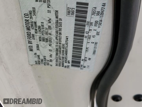2007 Mercury Mountaineer Premier with VIN 4M2EU48897UJ07041, listed as a Copart auction lot 47112725 with 78,041 mi miles and Salvage Title. Bid and sale history available at carsss.com. Image 14.