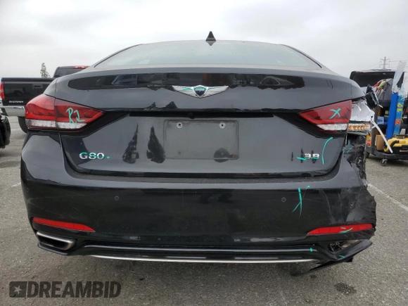 2018 Genesis G80 3.8L with VIN KMHGN4JE5JU238787, listed as a Copart auction lot 62377095 with 71,405 mi miles and Salvage title. Bid and sale history available at DreamBid. Image 6.