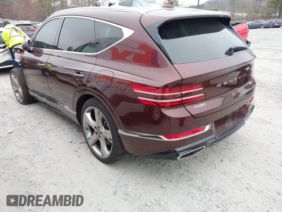 2021 Genesis GV80 with VIN KMUHCESC1MU031056, listed as a IAAI auction lot 41178354 with 95,749 mi miles and . Bid and sale history available at DreamBid. Image 3.