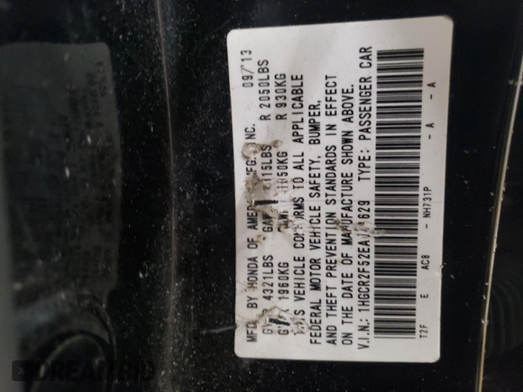 2014 Honda Accord Sport with VIN 1HGCR2F52EA021629, listed as a Copart auction lot 52610385 with 144,187 mi miles and Salvage Title. Bid and sale history available at carsss.com. Image 13.