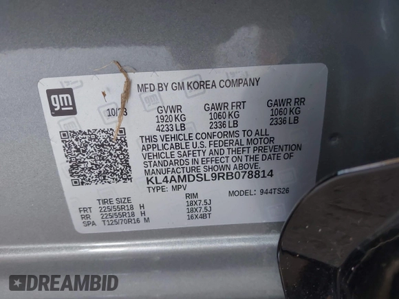2024 Buick Encore GX Sport Touring with VIN KL4AMDSL9RB078814, listed as a IAAI auction lot 42275726 with Not provided miles and . Bid and sale history available at DreamBid. Image 9.